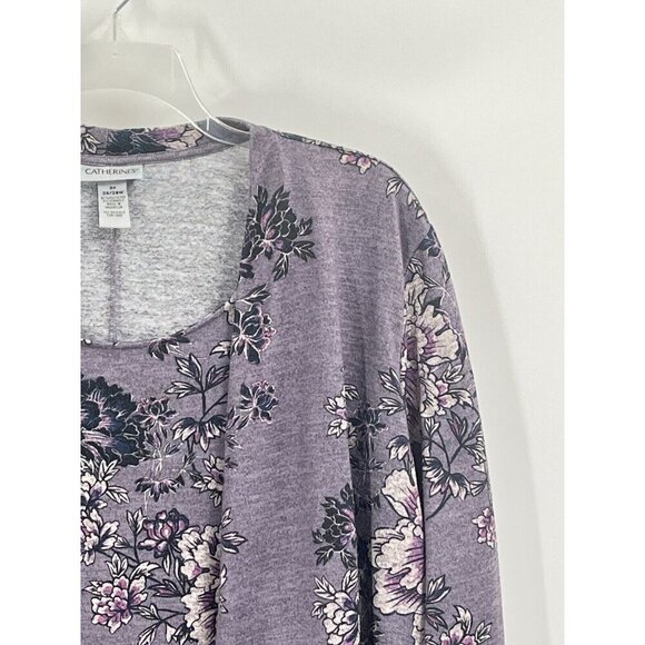 Catherines Purple Floral Layered Cardigan Sweater Set Lightweight Knit Sz 3X - Picture 3 of 6